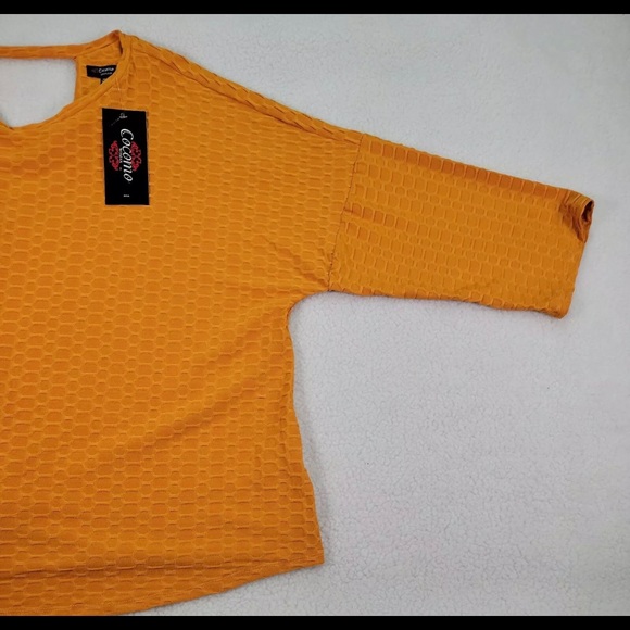 Cocomo NWT Yellow Textured Crewneck Dolman Sleeve Blouse Womens Top Plus… - Picture 4 of 9